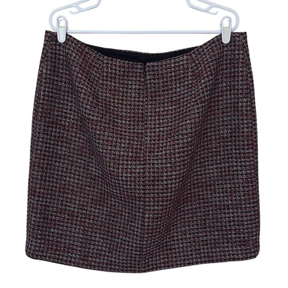 WHBM Mid Century Tweed Boot Skirt Size 16 Roman Red Black Academia Plaid Preppy - Picture 2 of 7